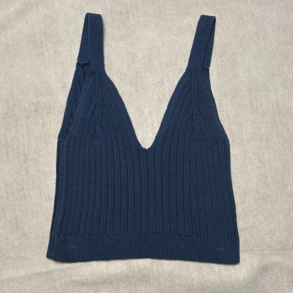 Aerie small Dusty Blue Ribbed Knit Top